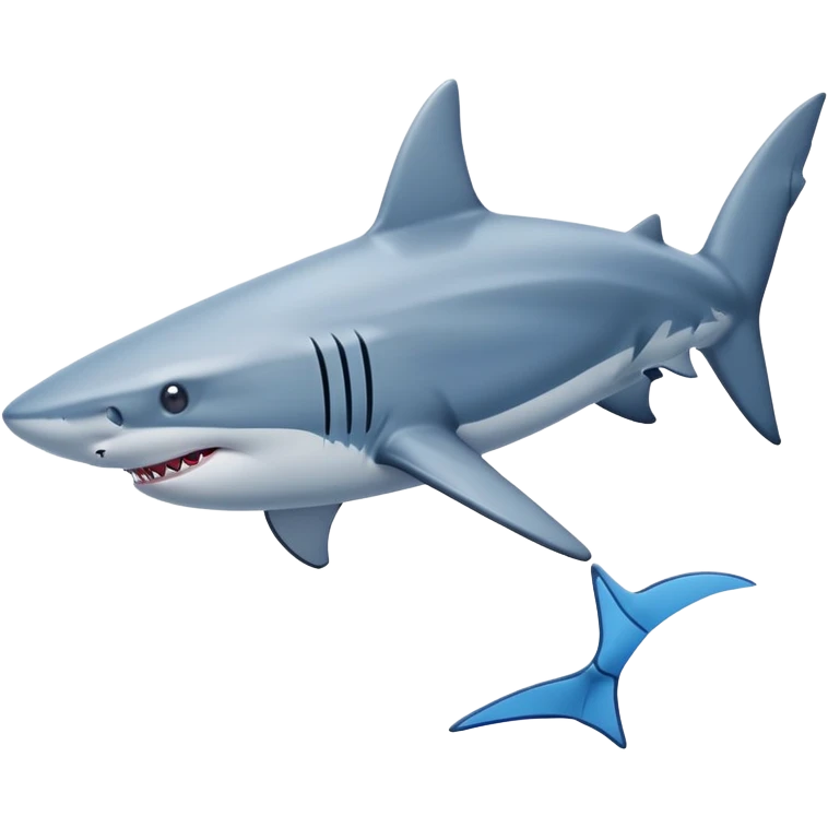 Make me a shark that has four fins and the two front fins have blue Nike Jordans. emoji