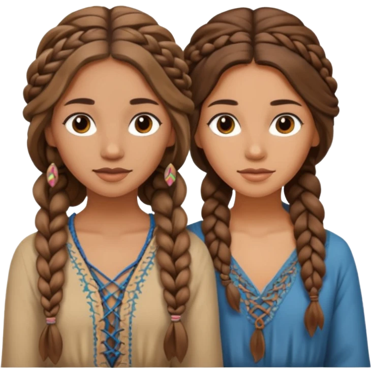 long brown boho braided hair 2 women emoji