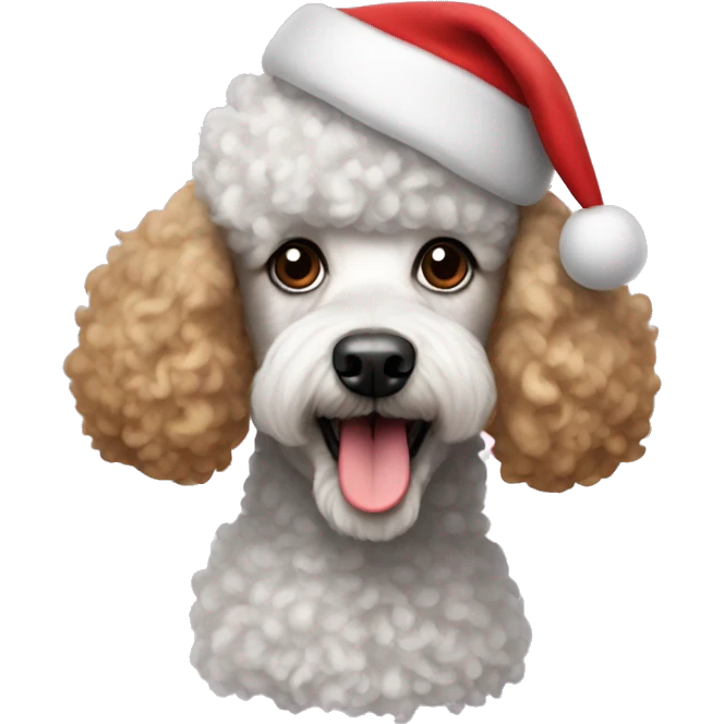 Poodle with Santa hat emoji