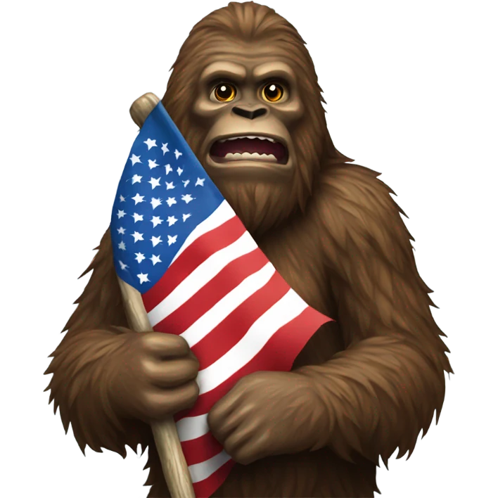 Sasquatch with an American flag emoji