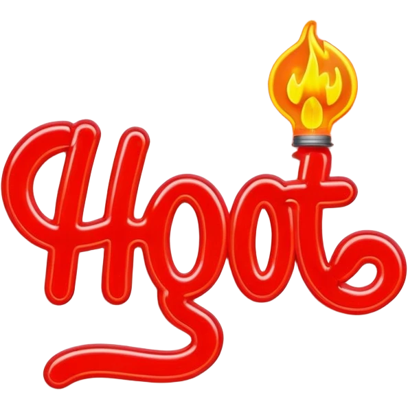  neon sign with the word hot emoji