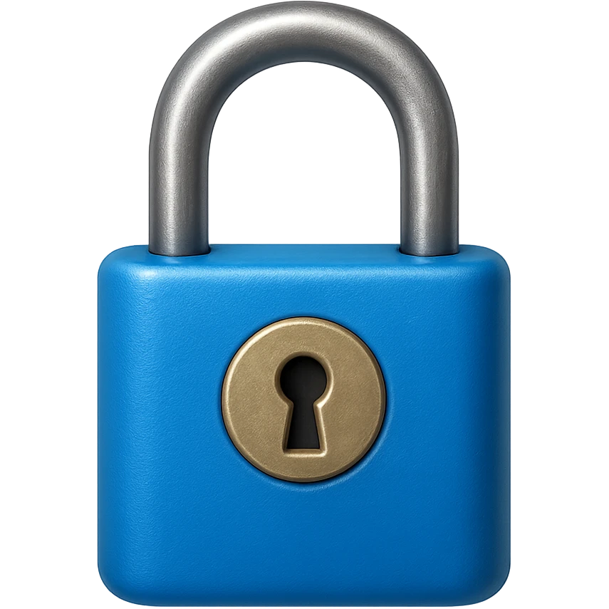 emoji stile iphone di un lucchetto azzurro, iperrealistico 4k emoji