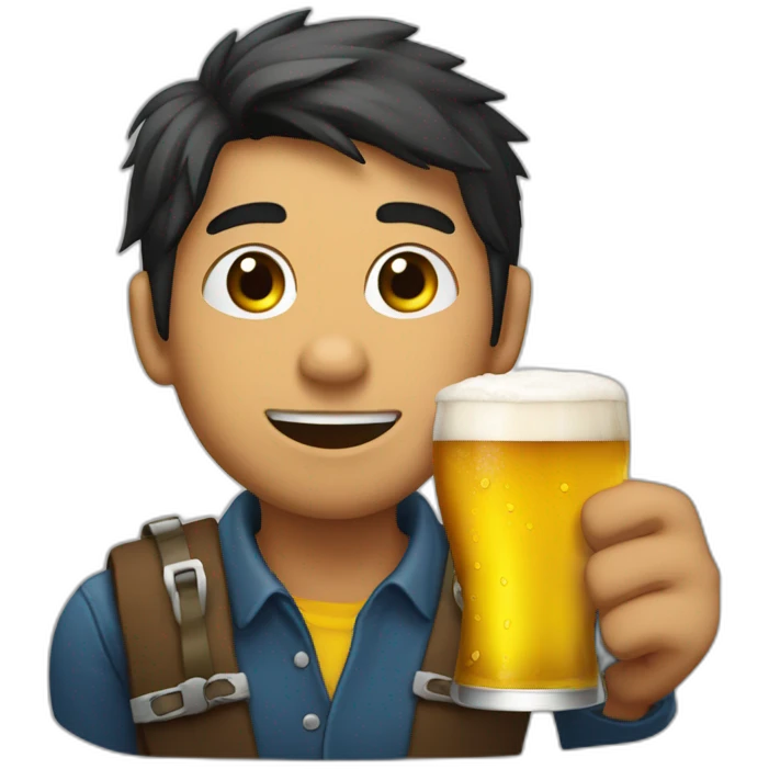 Joven tomando cerveza  emoji