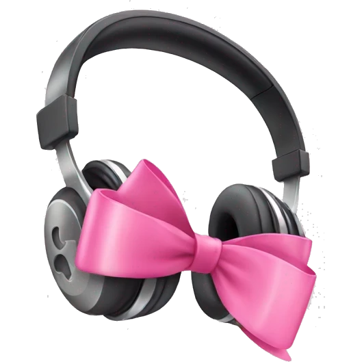 Apple headphones with pink bow  emoji
