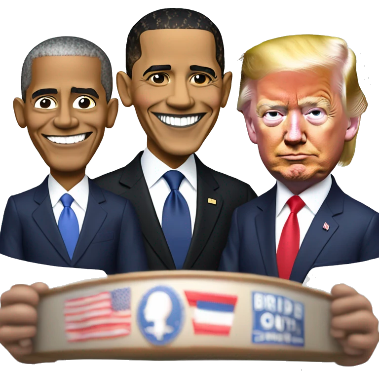 Barack Obama with Joe Biden and Donald Trump make sure to make Joe Biden correctly emoji