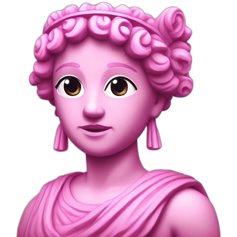 pink greek statue with a glowing headband emoji