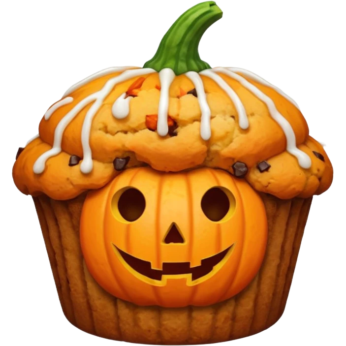 halloween muffin with pumpkin decoration emoji