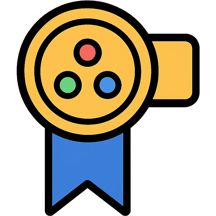 gold honorable mention award with colorful gems, elegant minimalist flat design, award badge style, 2D flat vector, trending icon look, soft shadows, no text, isolated on white background, commercial use emoji