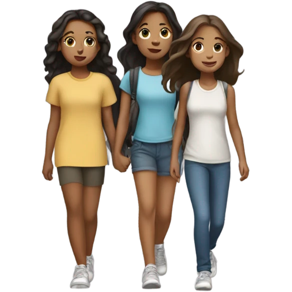 Group of freinds walking away toghether. 4 girls emoji