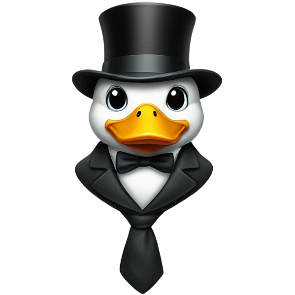Duck in a tie and top hat emoji