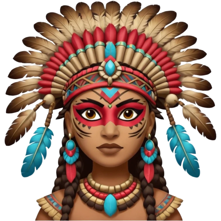 face full maya masked tradational mayan woman warrior half boudy  emoji
