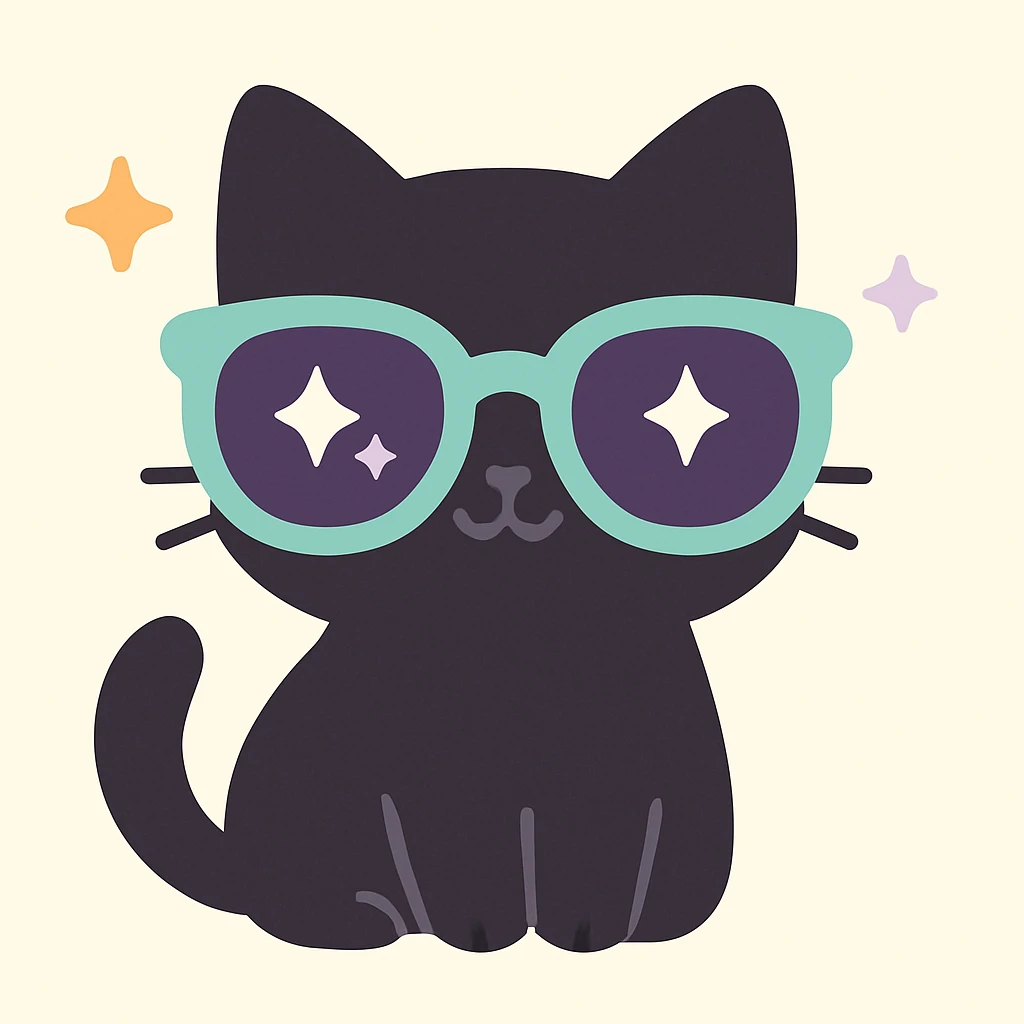Make the cat black while keeping the sunglasses, in kawaii style with the background preserved. emoji