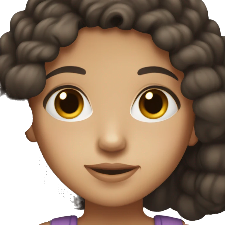 pretty girl with very dark brown hair and light tan skin with dark brown eyes emoji
