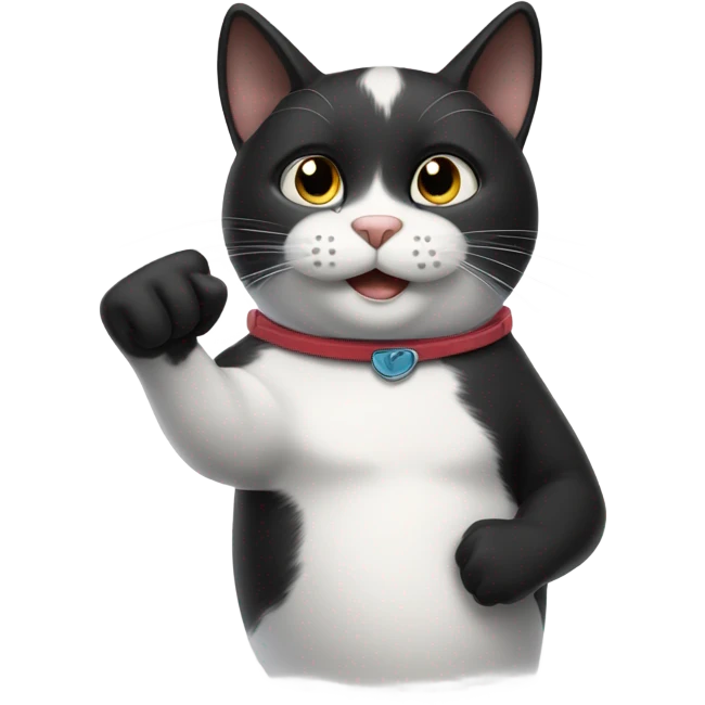 Black and white  cat thumbs up  emoji