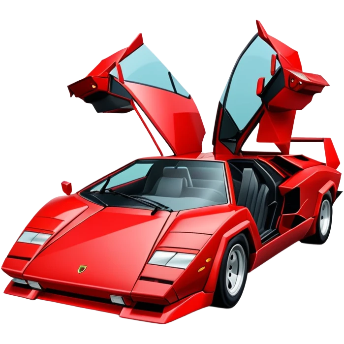 Red Lamborghini Countach sports car, iconic 80s supercar with angular design and scissor doors emoji