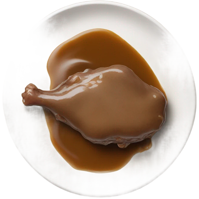 Chicken liver with gravy in a white plate emoji
