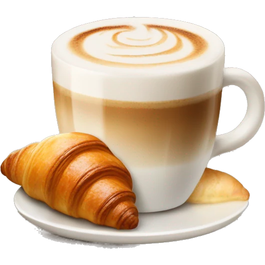 Cup of cappuccino with croissant emoji