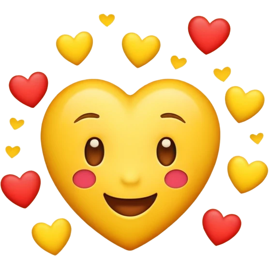emoji with a joyful expression and hearts above emoji