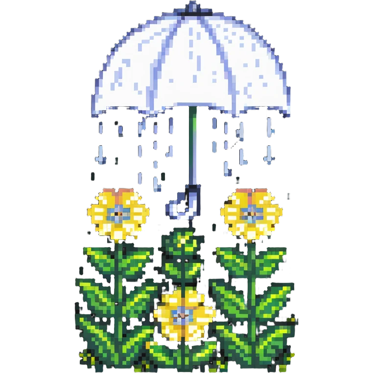 April month symbol with spring flowers and rain emoji