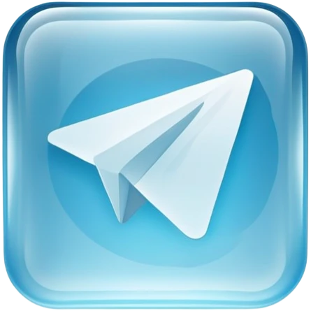 Telegram logo on a transparent glass square rounded block emoji
