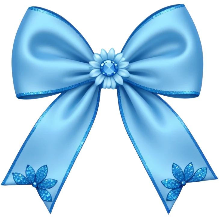 blue flower bow with glitter emoji