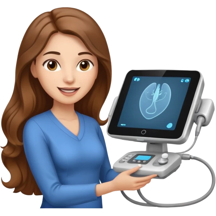 Can you make an emoji of a light skin with long brown hair ultrasound technician using her ultrasound machine  emoji
