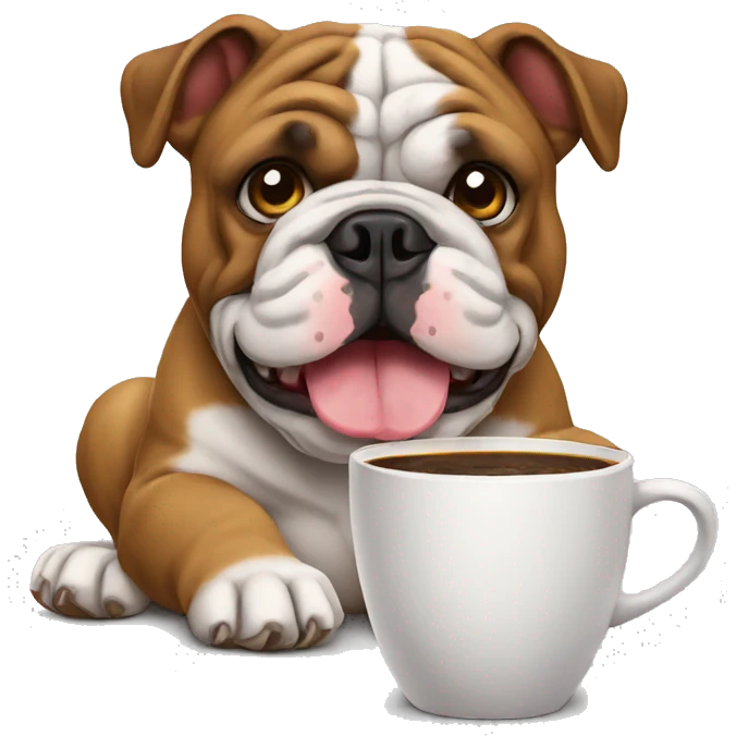 bulldog ingles drinking coffee emoji