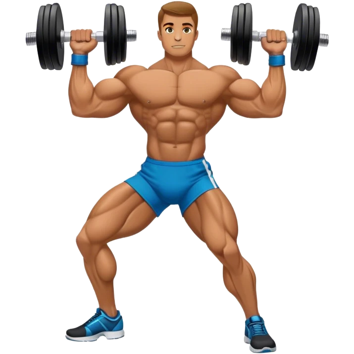 side-view bodybuilder dumbbell lunges emoji