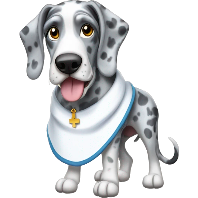 Blue Merle Great Dane wearing a nun costume  emoji
