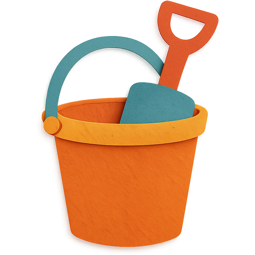 beach bucket and pail with layered paper effect on a white background in paper-craft style emoji