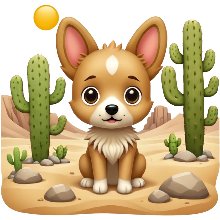 cute kawaii cactus dog desert landscape  emoji