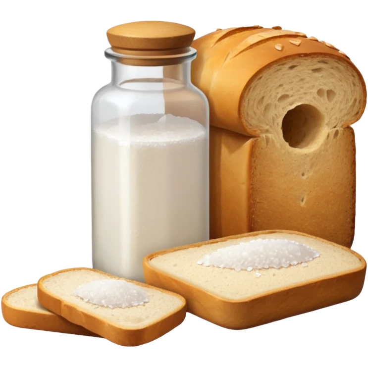 one simple a bottle of salt and a loaf of bread emoji