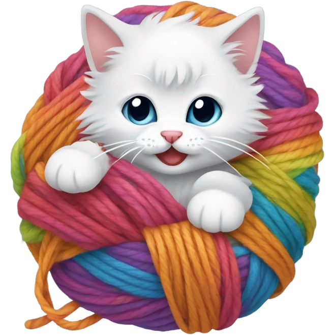 Kitten playing with yarn  emoji