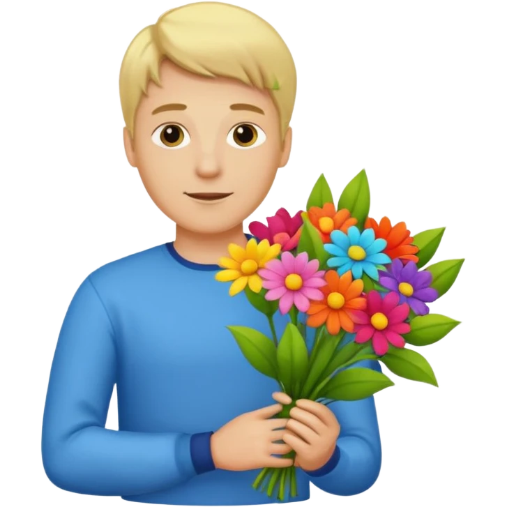 blonde man flower-holding person bouqet emoji