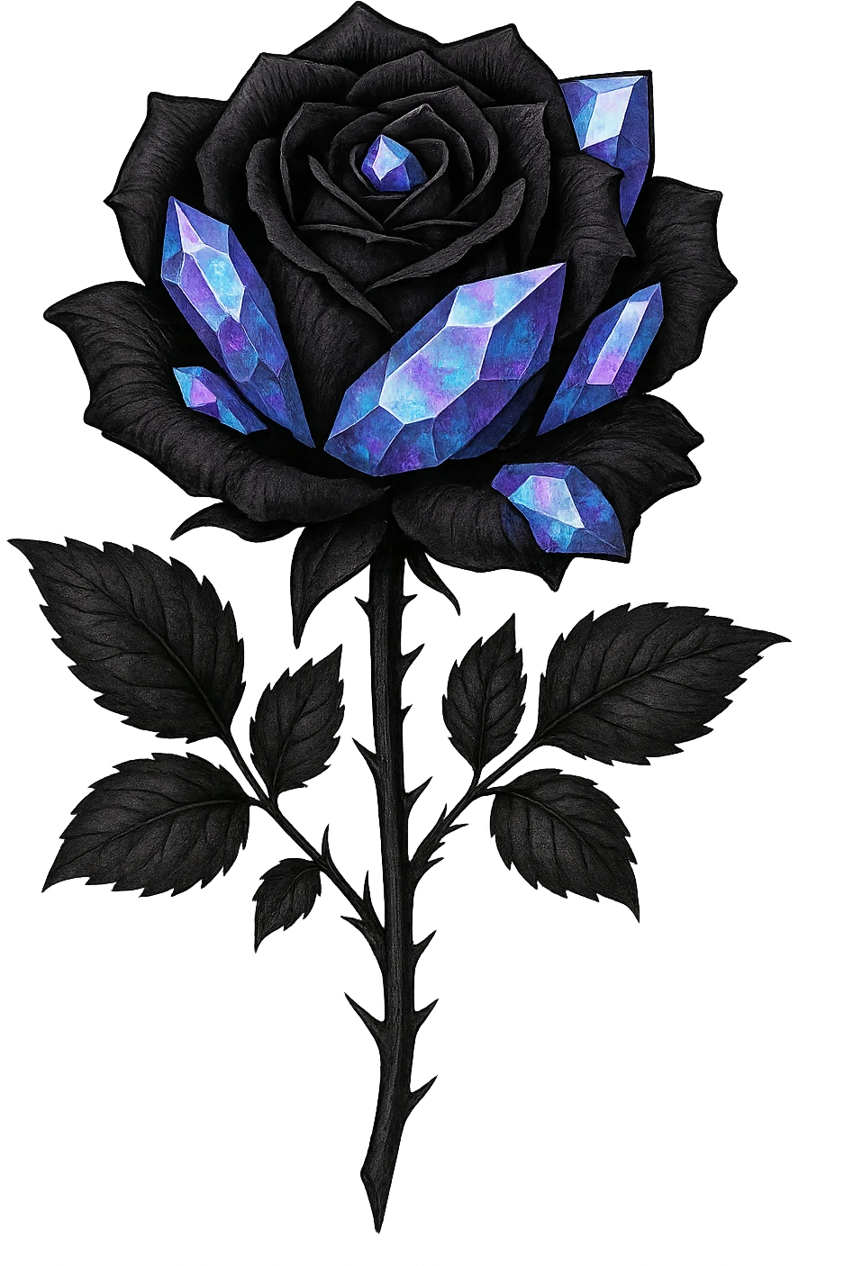 goth Opal crystal rose flower, remove background emoji