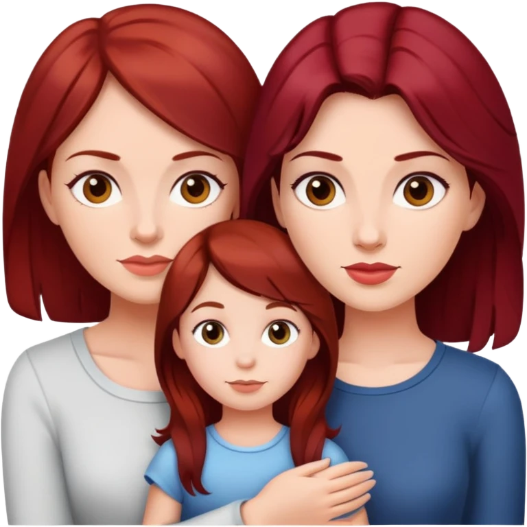 Mom and daughter with dark red hair emoji