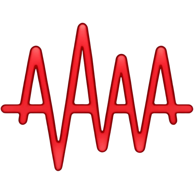 Minimalistic logo for MedSignal, sleek red pulse forming the letters 'AI' inside a smooth geometric shape, glowing red accents, clean white background, no black, conveying high-tech healthcare and AI technology emoji