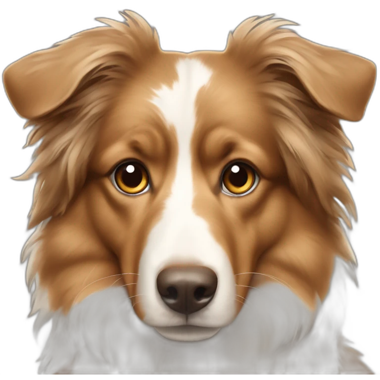 Young long haired tan and brown Aussie dog emoji