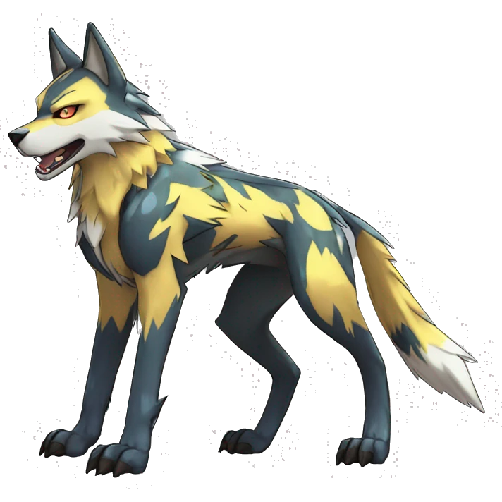 Shiny Edgy Colorful Digimon-Fakemon-Wolf with edgy markings full body emoji