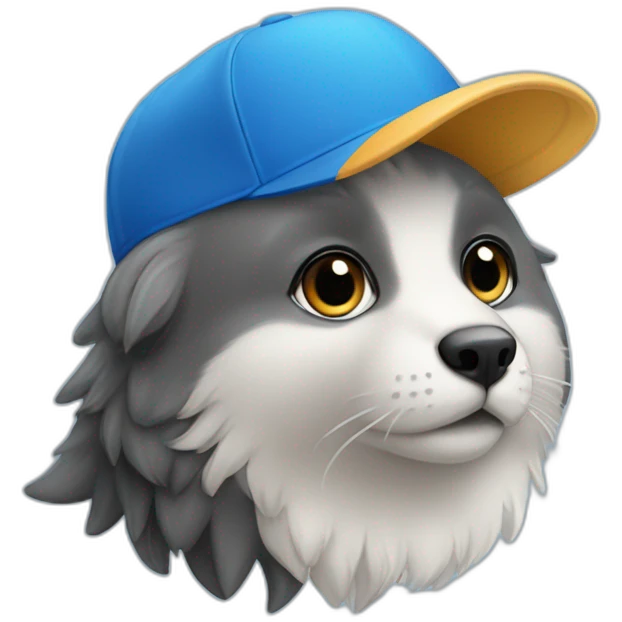 Animal mico tierno con gorra azul emoji