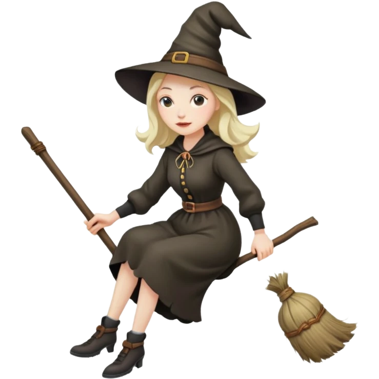 Ugly witch on her broom emoji