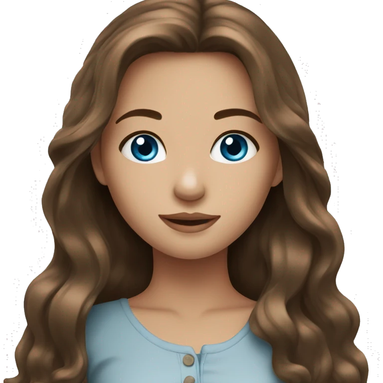 beautiful girl long brown hair , blue eyes emoji