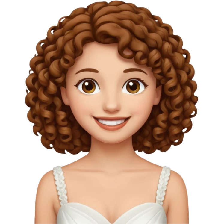 A bride with a curly brown hair emoji