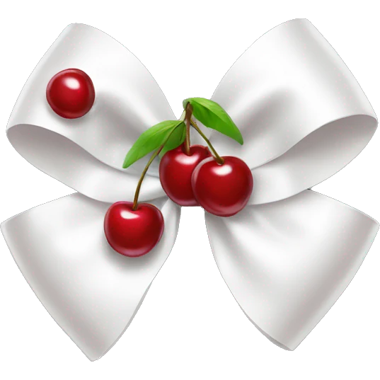 White bow with cherry emoji