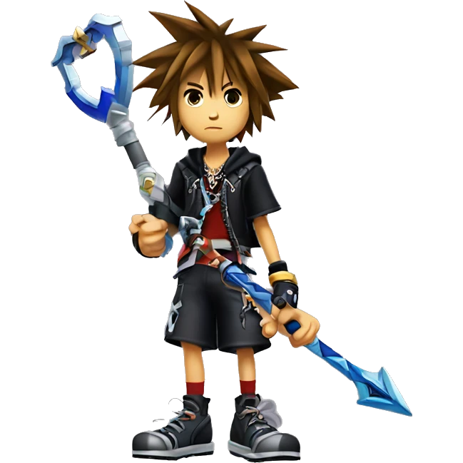 Sora from kingdom hearts wielding his keyblade from kingdom hearts emoji
