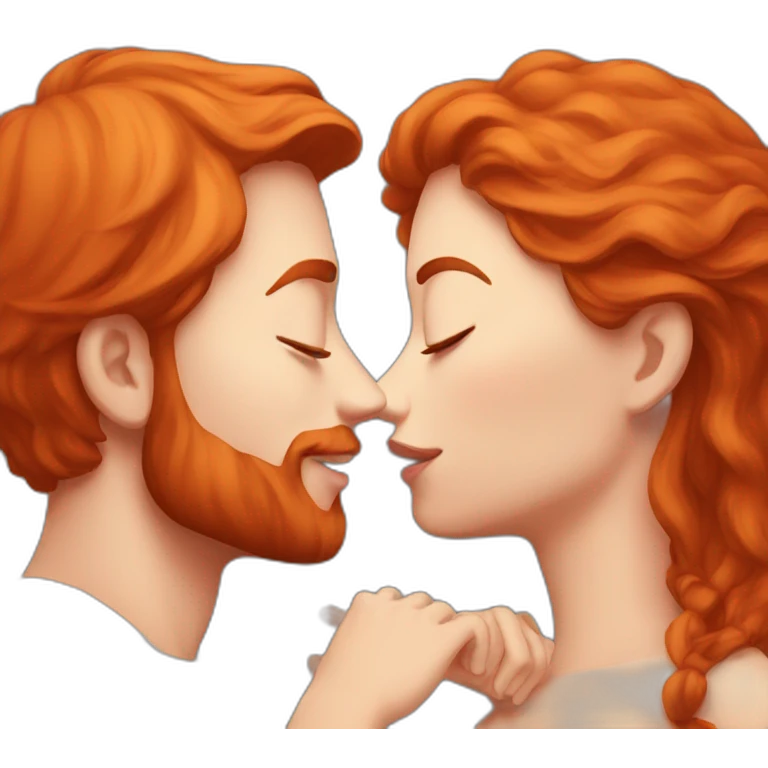 red head girl kissing a guy emoji