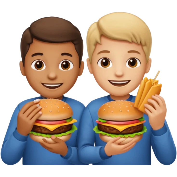 kids with hamburgers emoji