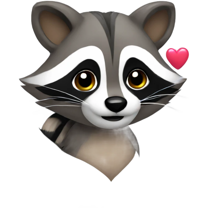 Raccoon with heart emoji