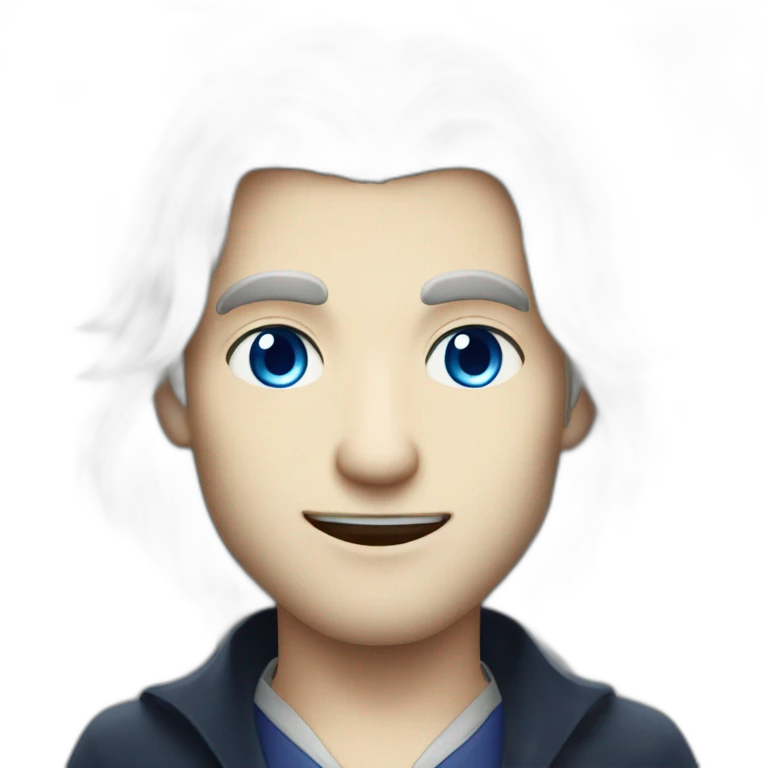vampire librarian blue eyes and long white hair handsome male emoji
