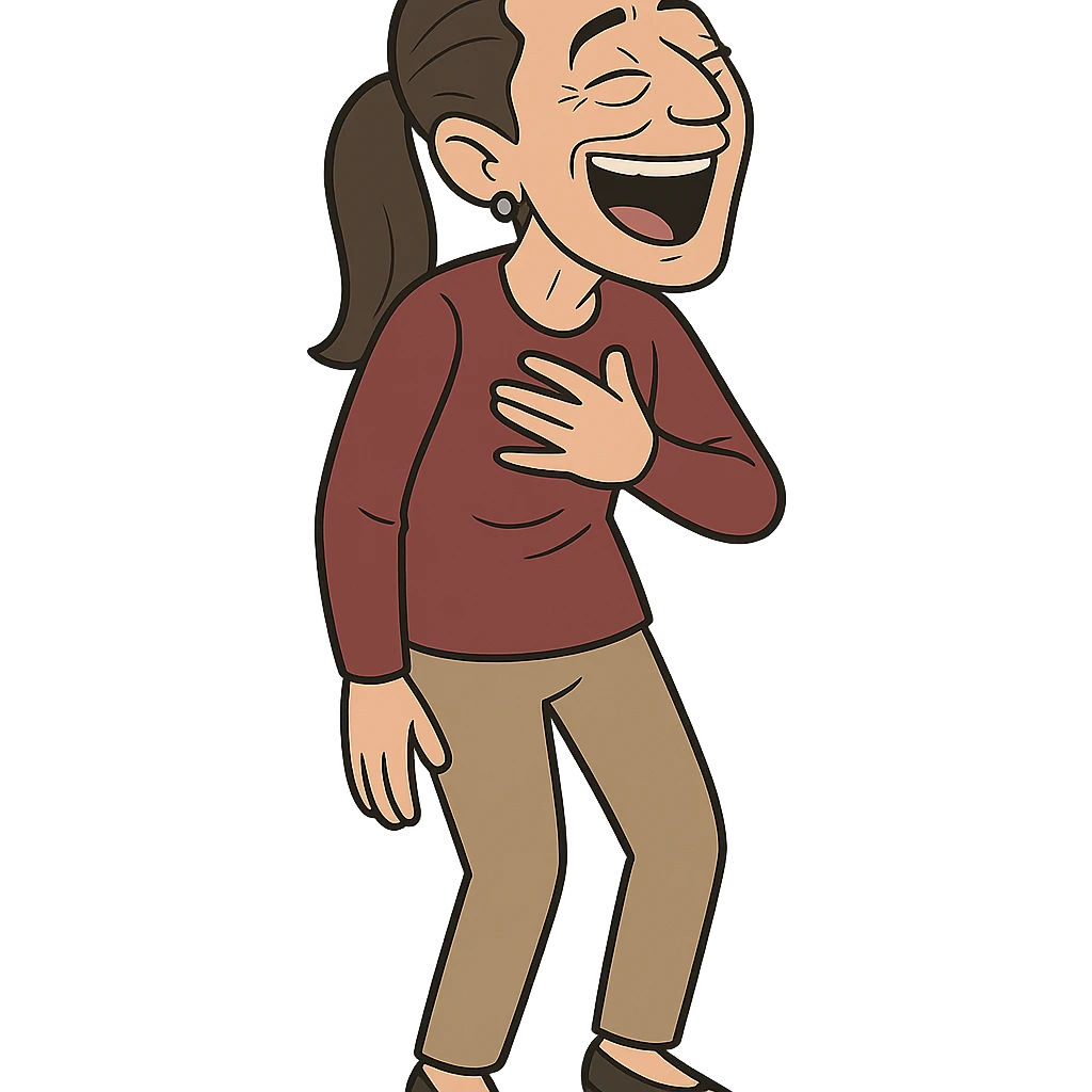 Claudia Sheinbaum full body laughing cartoon style emoji